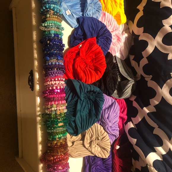 Turban/bracelets /earing set light purple - Picture 3 of 4